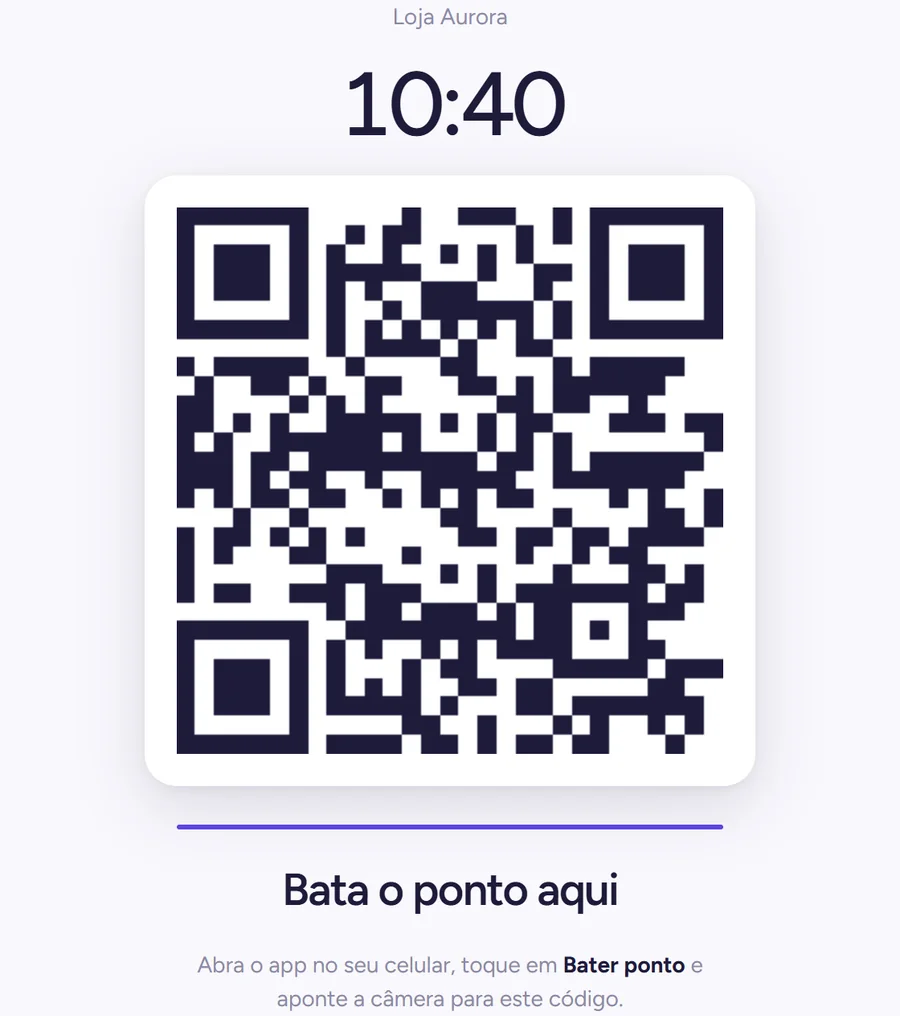 Tela do ponto com o QR Code da loja